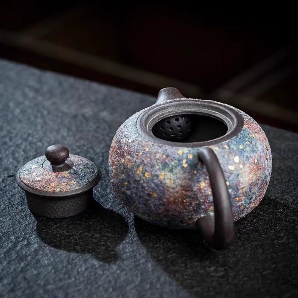 Master Pure Handmade Colorful Rock Mine Xishi Pot Household Gift High-end Jianzhan Retro Teapot Chinese Retro Top Design Tea Set