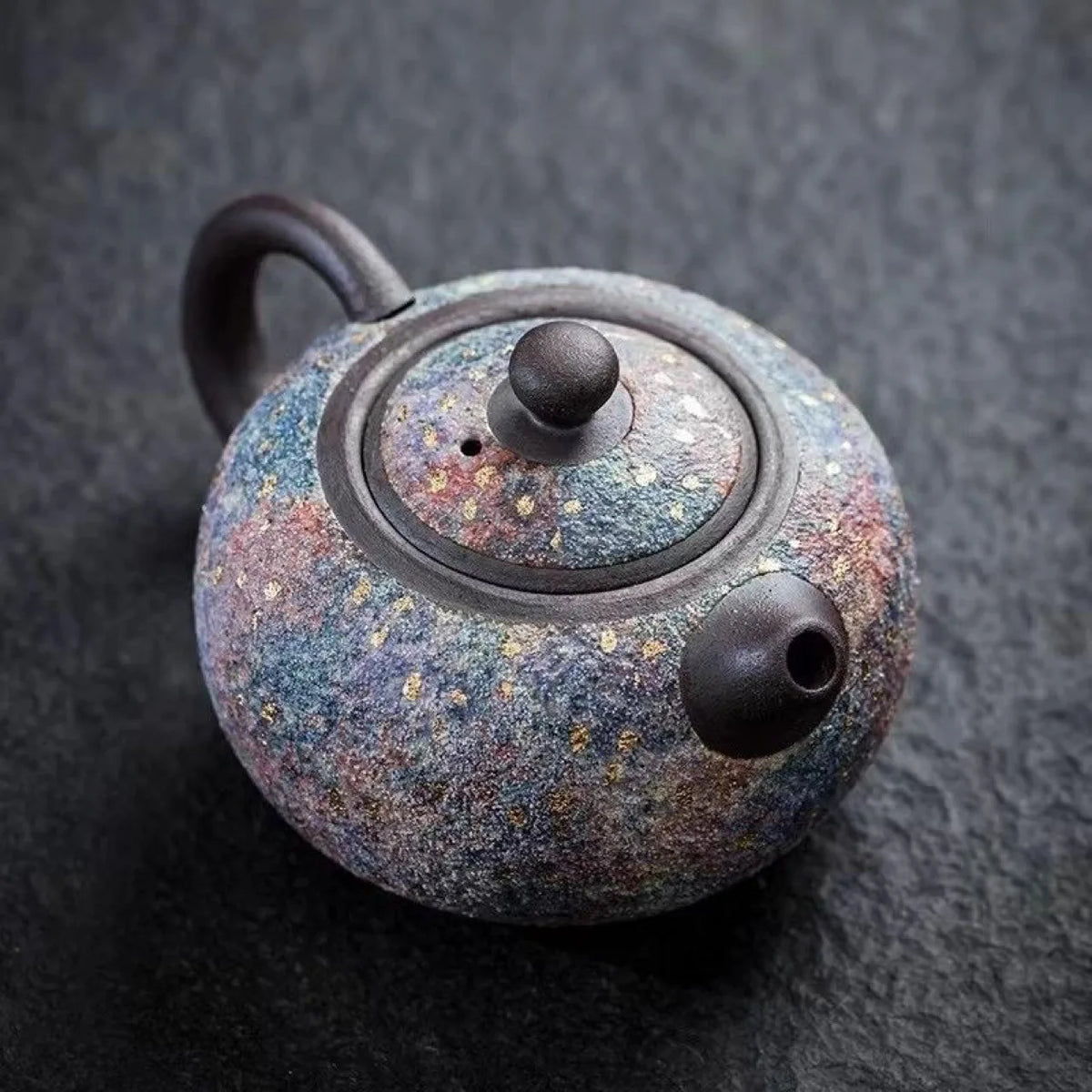 Master Pure Handmade Colorful Rock Mine Xishi Pot Household Gift High-end Jianzhan Retro Teapot Chinese Retro Top Design Tea Set