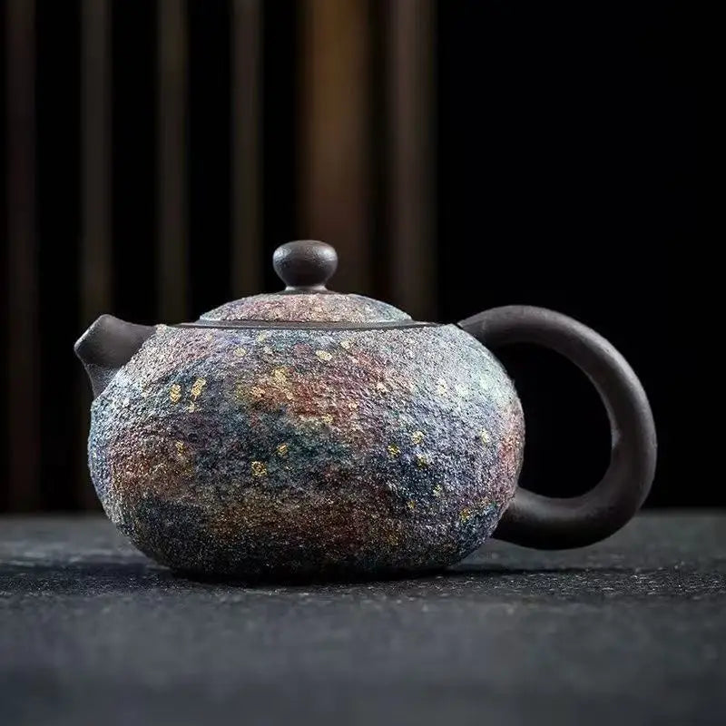 Master Pure Handmade Colorful Rock Mine Xishi Pot Household Gift High-end Jianzhan Retro Teapot Chinese Retro Top Design Tea Set